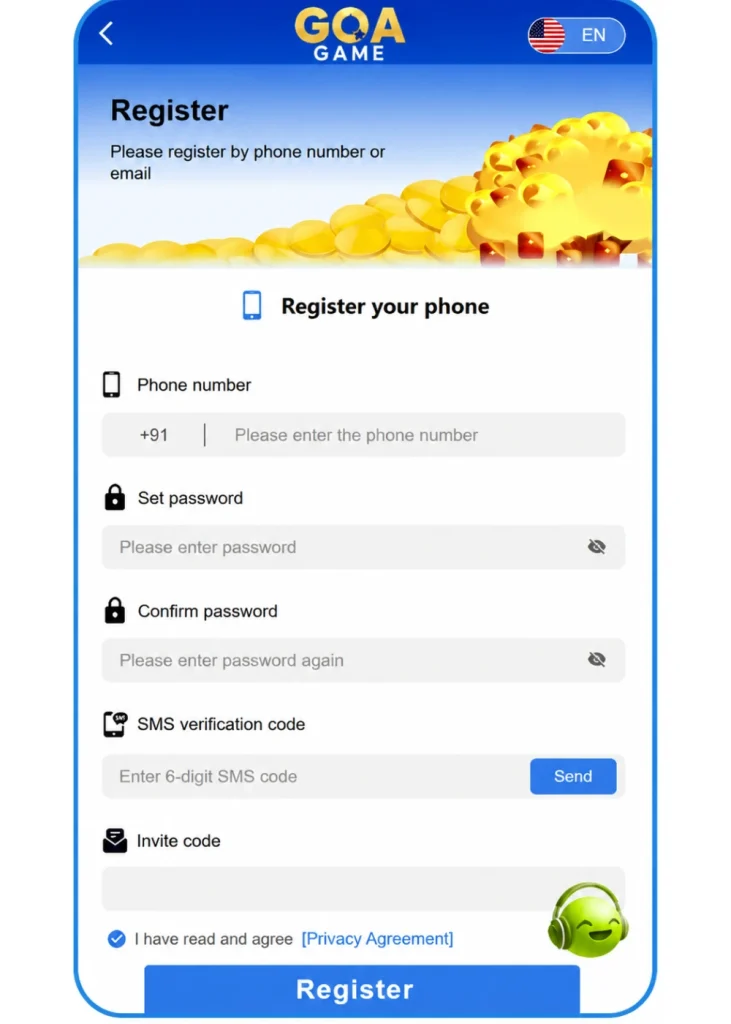 Goa game Register