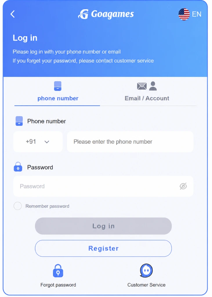 Goa game Login